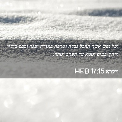 Picture 02 - ויקרא 17:15 HEB - וכל נפש אשר תאכל נבלה וטרפה - Bible Verse Picture