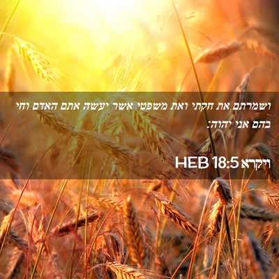 Picture 02 - ויקרא 18:5 HEB - ושמרתם את חקתי ואת משפטי - Bible Verse Picture