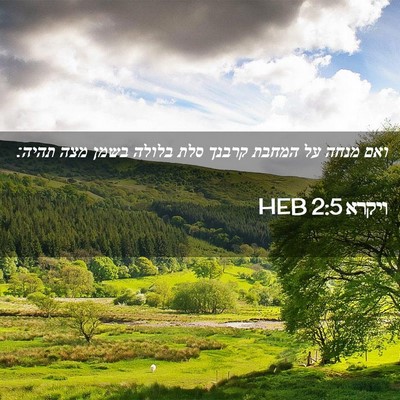 Picture 02 - ויקרא 2:5 HEB - ואם מנחה על המחבת קרבנך סלת - Bible Verse Picture