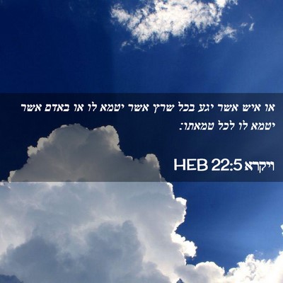 Picture 02 - ויקרא 22:5 HEB - או איש אשר יגע בכל שרץ אשר - Bible Verse Picture