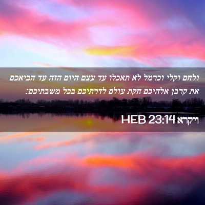 Picture 02 - ויקרא 23:14 HEB - ולחם וקלי וכרמל לא תאכלו עד - Bible Verse Picture