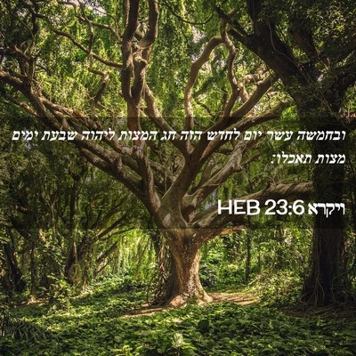 Picture 02 - ויקרא 23:6 HEB - ובחמשה עשר יום לחדש הזה חג - Bible Verse Picture