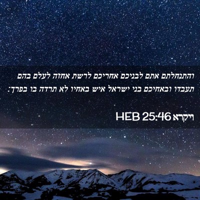Picture 02 - ויקרא 25:46 HEB - והתנחלתם אתם לבניכם אחריכם - Bible Verse Picture
