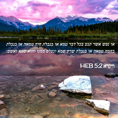 Picture 02 - ויקרא 5:2 HEB - או נפש אשר תגע בכל דבר טמא - Bible Verse Picture