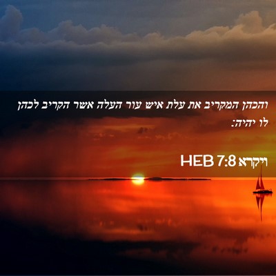 Picture 02 - ויקרא 7:8 HEB - והכהן המקריב את עלת איש עור - Bible Verse Picture