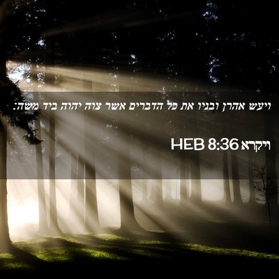 Picture 02 - ויקרא 8:36 HEB - ויעש אהרן ובניו את כל - Bible Verse Picture