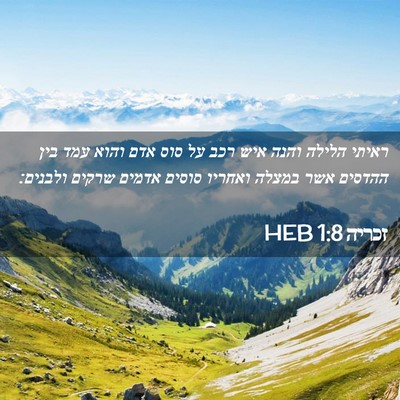 Picture 02 - זכריה 1:8 HEB - ראיתי הלילה והנה איש רכב על - Bible Verse Picture