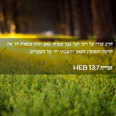 Picture 02 - זכריה 13:7 HEB - חרב עורי על רעי ועל גבר - Bible Verse Picture