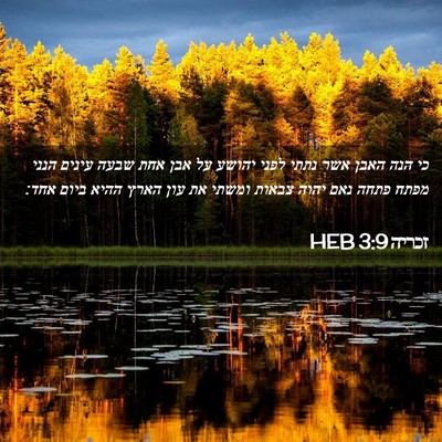 Picture 02 - זכריה 3:9 HEB - כי הנה האבן אשר נתתי לפני - Bible Verse Picture