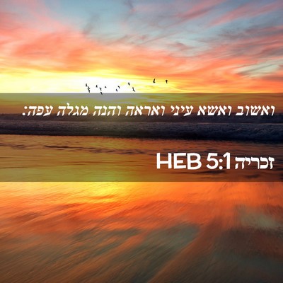 Picture 02 - זכריה 5:1 HEB - ואשוב ואשא עיני ואראה והנה - Bible Verse Picture