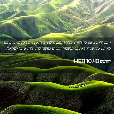 Picture 02 - יהושע 10:40 HEB - ויכה יהושע את כל הארץ ההר - Bible Verse Picture