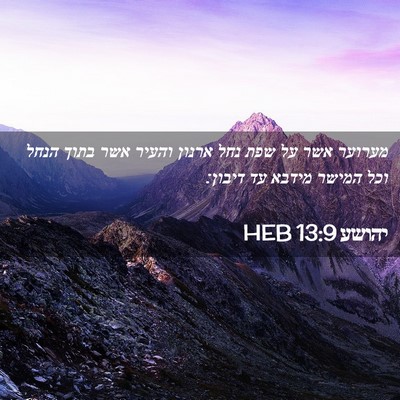 Picture 02 - יהושע 13:9 HEB - מערוער אשר על שפת נחל ארנון - Bible Verse Picture