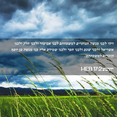 Picture 02 - יהושע 17:2 HEB - ויהי לבני מנשה הנותרים - Bible Verse Picture