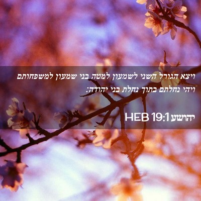 Picture 02 - יהושע 19:1 HEB - ויצא הגורל השני לשמעון - Bible Verse Picture