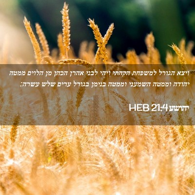 Picture 02 - יהושע 21:4 HEB - ויצא הגורל למשפחת הקהתי - Bible Verse Picture