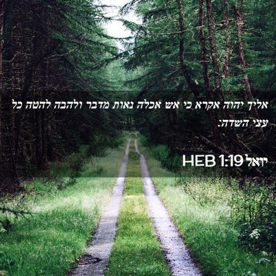 Picture 02 - יואל 1:19 HEB - אליך יהוה אקרא כי אש אכלה - Bible Verse Picture
