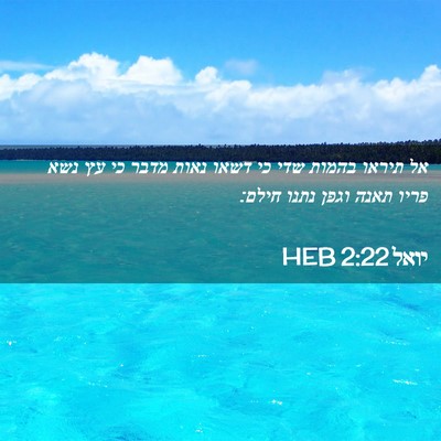 Picture 02 - יואל 2:22 HEB - אל תיראו בהמות שדי כי דשאו - Bible Verse Picture