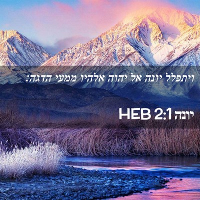 Picture 02 - יונה 2:1 HEB - ויתפלל יונה אל יהוה אלהיו - Bible Verse Picture