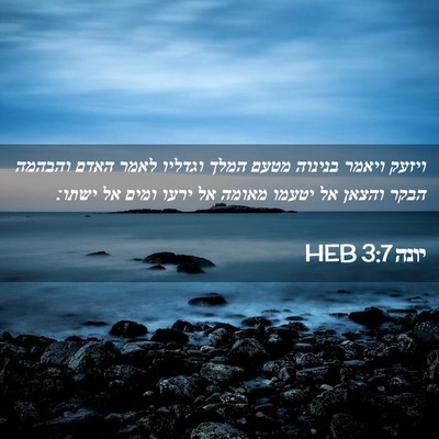 Picture 02 - יונה 3:7 HEB - ויזעק ויאמר בנינוה מטעם - Bible Verse Picture