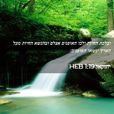 Picture 02 - יחזקאל 1:19 HEB - ובלכת החיות ילכו האופנים - Bible Verse Picture