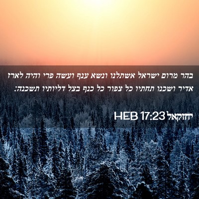 Picture 02 - יחזקאל 17:23 HEB - בהר מרום ישראל אשתלנו ונשא - Bible Verse Picture