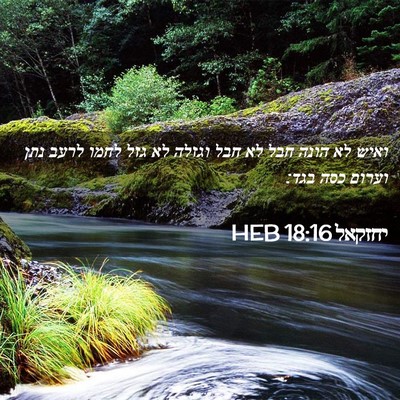Picture 02 - יחזקאל 18:16 HEB - ואיש לא הונה חבל לא חבל - Bible Verse Picture