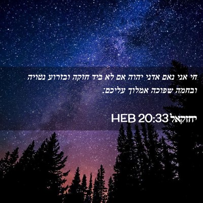 Picture 02 - יחזקאל 20:33 HEB - חי אני נאם אדני יהוה אם לא - Bible Verse Picture