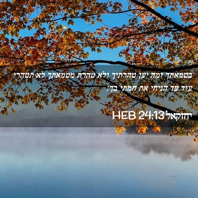 Picture 02 - יחזקאל 24:13 HEB - בטמאתך זמה יען טהרתיך ולא - Bible Verse Picture