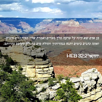 Picture 02 - יחזקאל 32:2 HEB - בן אדם שא קינה על פרעה מלך - Bible Verse Picture