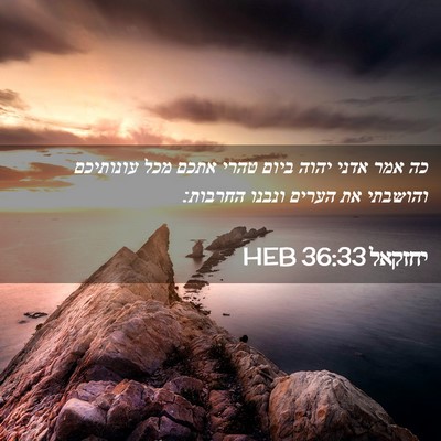 Picture 02 - יחזקאל 36:33 HEB - כה אמר אדני יהוה ביום טהרי - Bible Verse Picture