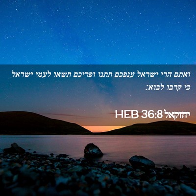 Picture 02 - יחזקאל 36:8 HEB - ואתם הרי ישראל ענפכם תתנו - Bible Verse Picture