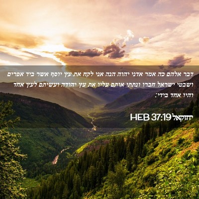 Picture 02 - יחזקאל 37:19 HEB - דבר אלהם כה אמר אדני יהוה - Bible Verse Picture