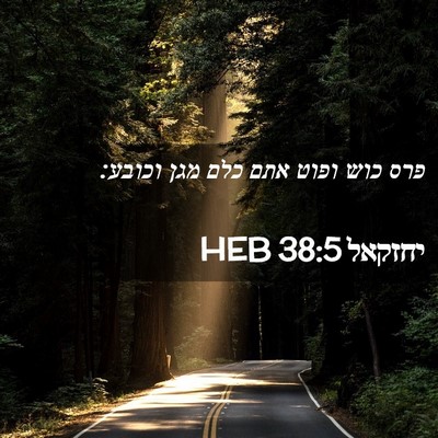 Picture 02 - יחזקאל 38:5 HEB - פרס כוש ופוט אתם כלם מגן - Bible Verse Picture