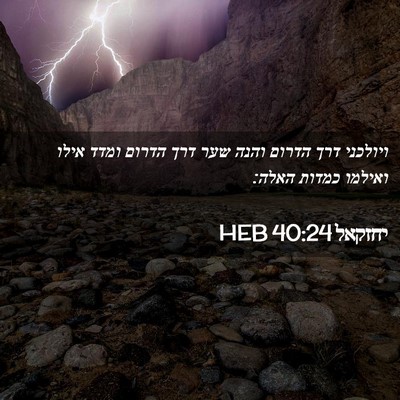 Picture 02 - יחזקאל 40:24 HEB - ויולכני דרך הדרום והנה שער - Bible Verse Picture