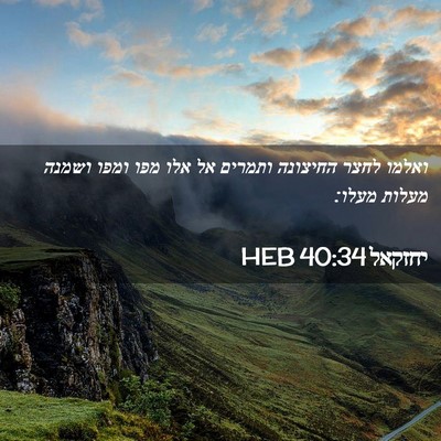 Picture 02 - יחזקאל 40:34 HEB - ואלמו לחצר החיצונה ותמרים - Bible Verse Picture