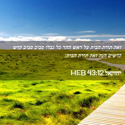 Picture 02 - יחזקאל 43:12 HEB - זאת תורת הבית על ראש ההר כל - Bible Verse Picture