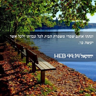 Picture 02 - יחזקאל 44:14 HEB - ונתתי אותם שמרי משמרת הבית - Bible Verse Picture