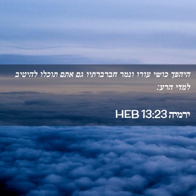 Picture 02 - ירמיה 13:23 HEB - היהפך כושי עורו ונמר - Bible Verse Picture
