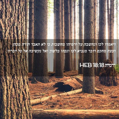 Picture 02 - ירמיה 18:18 HEB - ויאמרו לכו ונחשבה על - Bible Verse Picture