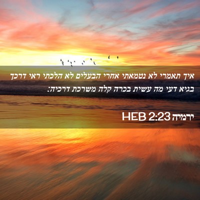 Picture 02 - ירמיה 2:23 HEB - איך תאמרי לא נטמאתי אחרי - Bible Verse Picture