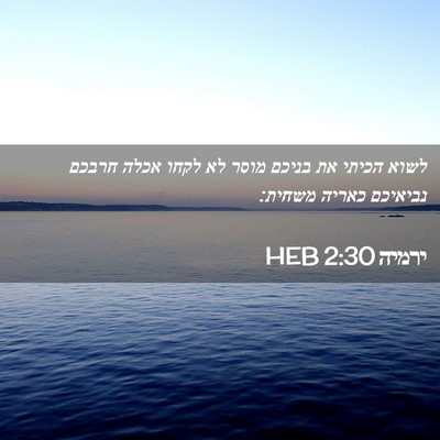 Picture 02 - ירמיה 2:30 HEB - לשוא הכיתי את בניכם מוסר לא - Bible Verse Picture