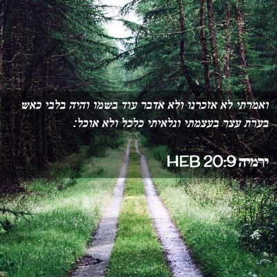 Picture 02 - ירמיה 20:9 HEB - ואמרתי לא אזכרנו ולא אדבר - Bible Verse Picture