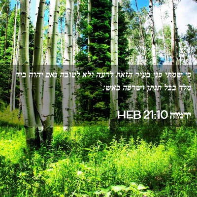 Picture 02 - ירמיה 21:10 HEB - כי שמתי פני בעיר הזאת לרעה - Bible Verse Picture