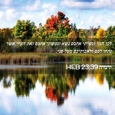 Picture 02 - ירמיה 23:39 HEB - לכן הנני ונשיתי אתכם נשא - Bible Verse Picture