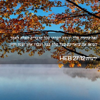 Picture 02 - ירמיה 27:12 HEB - ואל צדקיה מלך יהודה דברתי - Bible Verse Picture