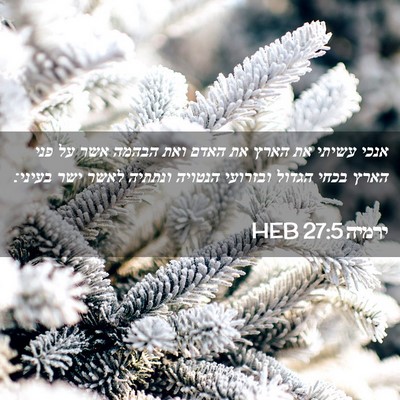 Picture 02 - ירמיה 27:5 HEB - אנכי עשיתי את הארץ את האדם - Bible Verse Picture