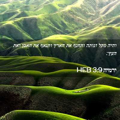 Picture 02 - ירמיה 3:9 HEB - והיה מקל זנותה ותחנף את - Bible Verse Picture