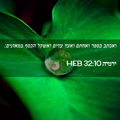Picture 02 - ירמיה 32:10 HEB - ואכתב בספר ואחתם ואעד עדים - Bible Verse Picture