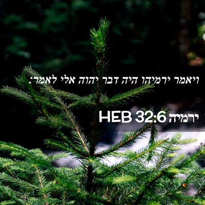 Picture 02 - ירמיה 32:6 HEB - ויאמר ירמיהו היה דבר יהוה - Bible Verse Picture