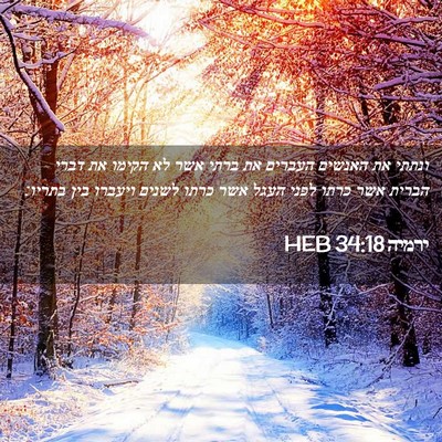 Picture 02 - ירמיה 34:18 HEB - ונתתי את האנשים העברים את - Bible Verse Picture